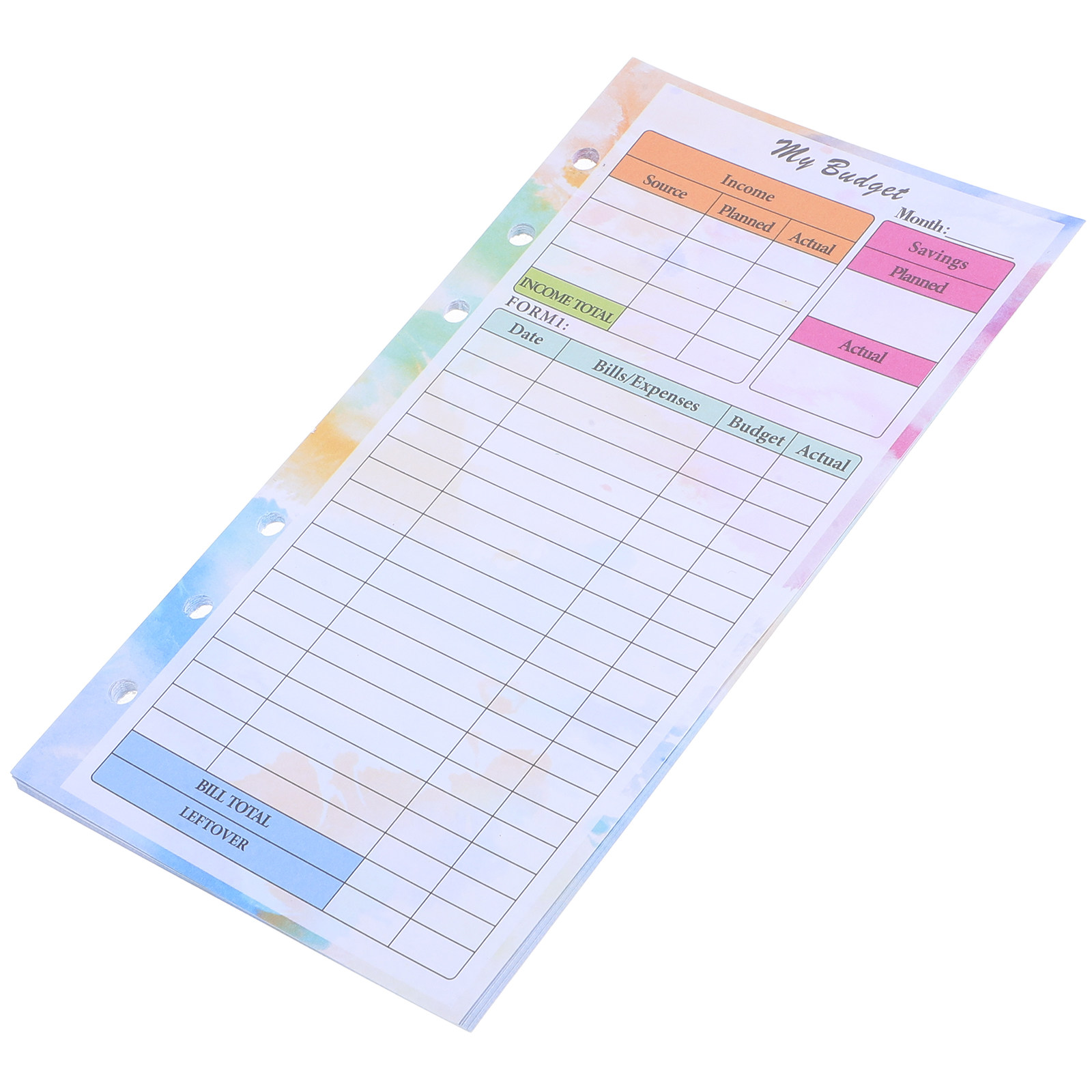 Planner Weekly Budget - 14 Blatt A6 Budgetplaner-Nachfüllblätter, bunt, 6-Loch-Loseblatt-Ordnerpapier,